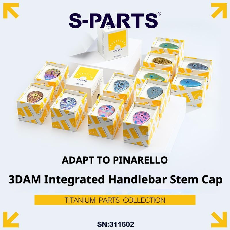 S-PARTS PINARELLO 3DAM Capuchon de potence intégré en titane imprimé en 3D, compatible avec PINARELLO Dogma F12 et les versions antérieures (avant 2024). Non compatible avec Pinarello Dogma F 2025.