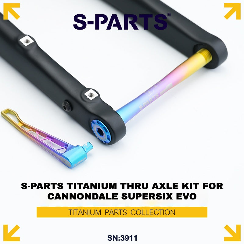 S-PARTS Titanium Thru Axle Kit for Cannondale SuperSix EVO (Front+Rear, Tool-Free Design) β 57.99g | 8 Anodized Colors
