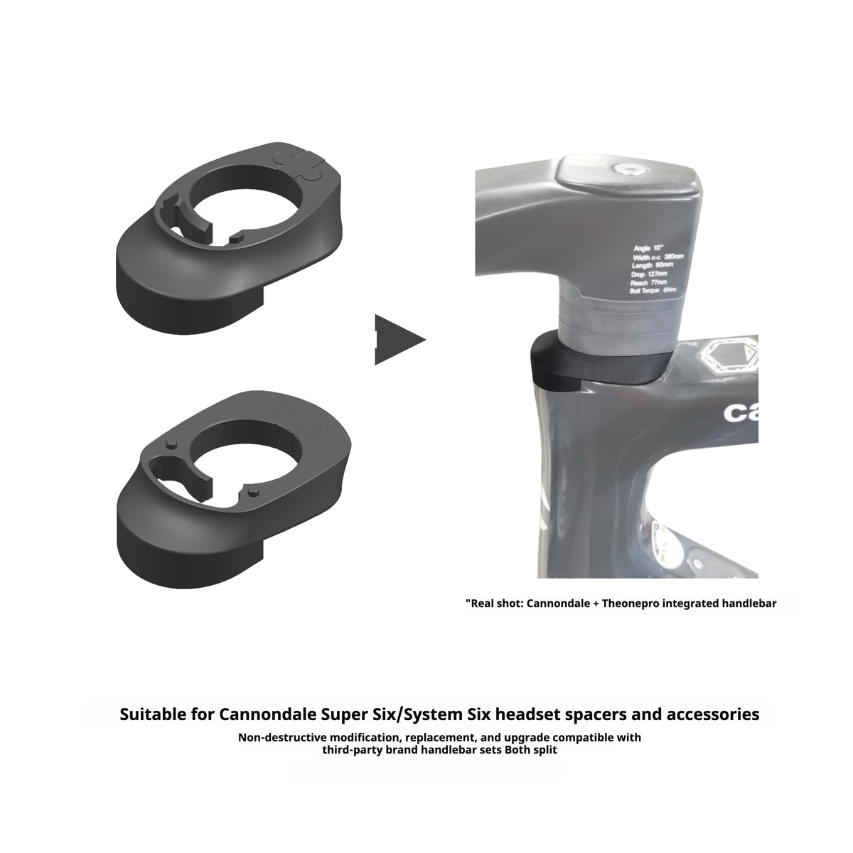 Adattatore base serie sterzo Cannondale per manubri integrati THE ONE PRO, Madone, Vision, FSA