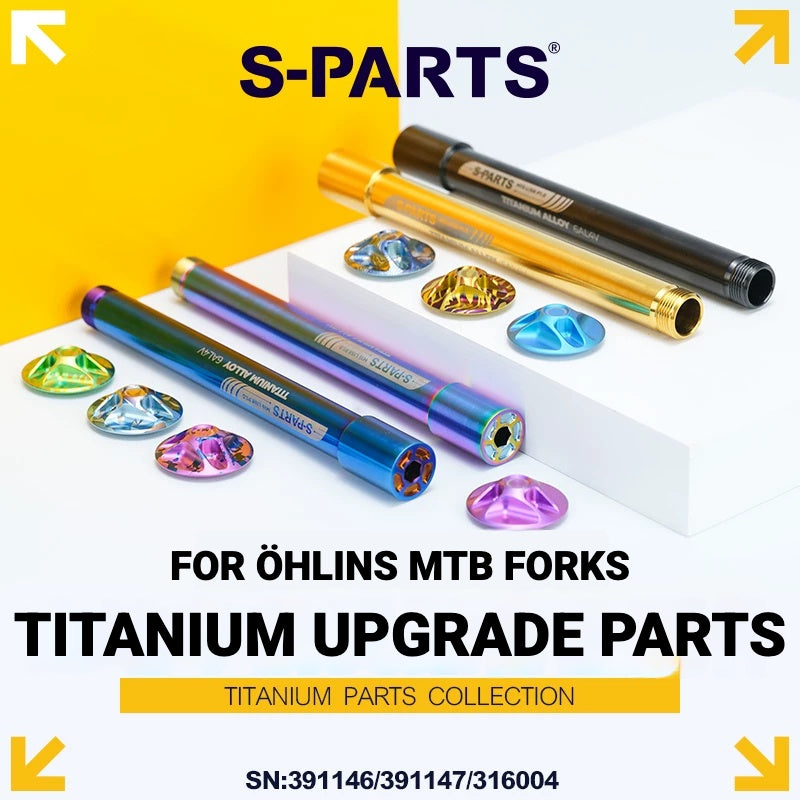 S-PARTS Öhlins MTB Fork Titanium Air Spring Top Cap & RXF38 Front Thru Axle