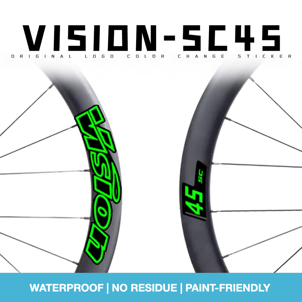 Custom Decal Kit for VISION SC45 Wheels | Road Bike Carbon Rim Wrap Stickers(Complete Wheelset Decal Kit + Spare Decals Included)