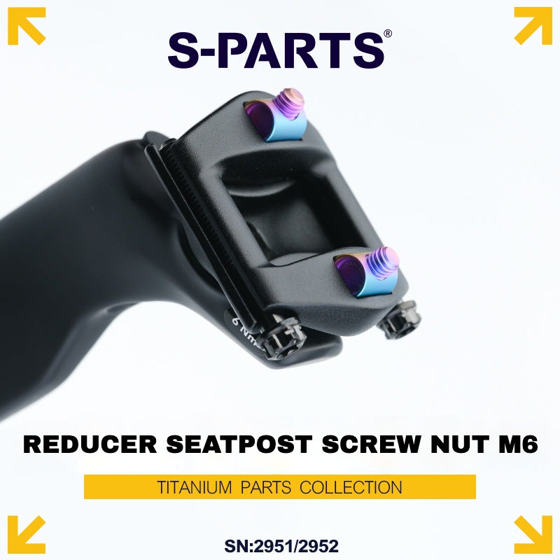 S-PARTS M6 Titanium Seatpost Step-Down Bolt & Nut Kit β Multiple Lengths & Colors