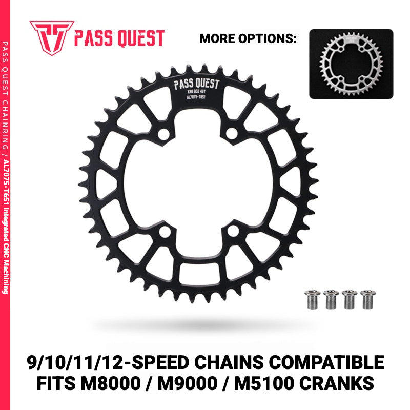 PASS QUEST X96BCD Narrow-Wide Chainring for Shimano M6000 / M7000 / M8000 / M9000 / M5100 | 30T–48T
