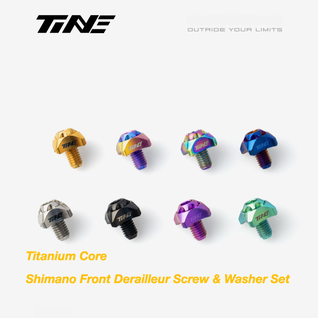 TiNE Titanium Front Derailleur Bolt & Washer Kit for Shimano Road Bikes