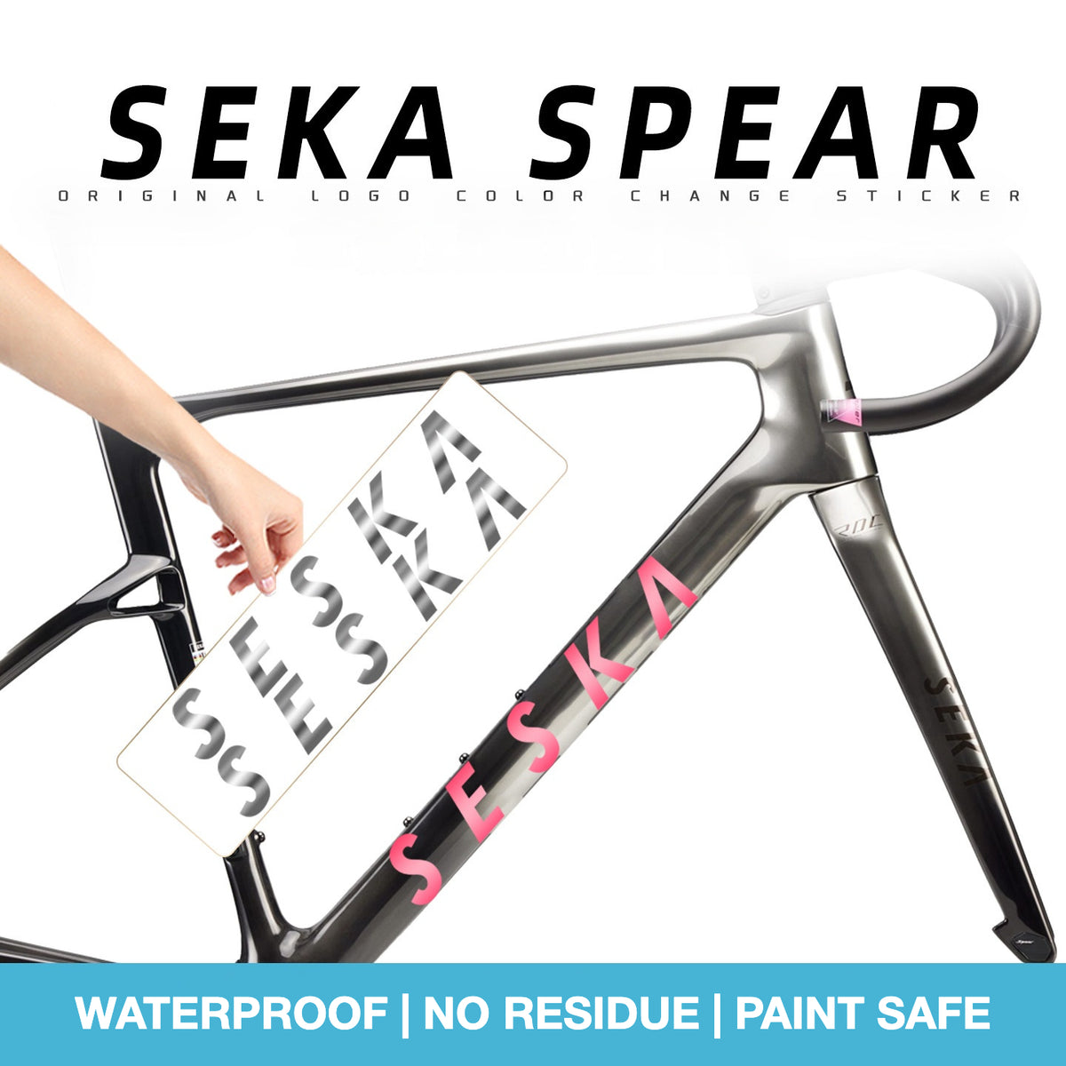 Adesivos para Quadro de Bicicleta de Estrada SEKA SPEAR | Etiquetas de Substituição de Logotipo Personalizadas à Prova d'Água