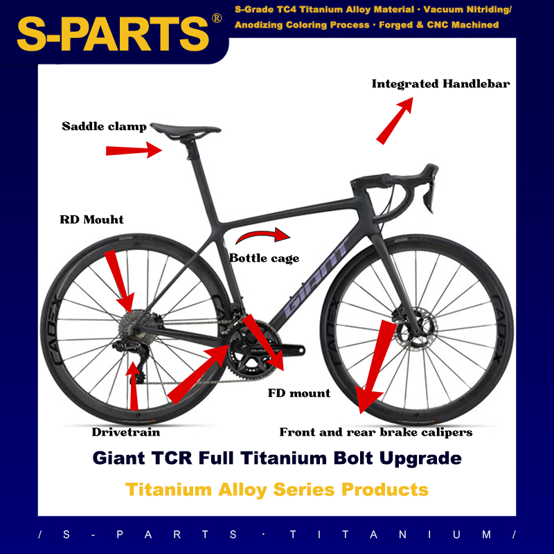 Kit de Atualização com Parafuso de Titânio para Giant TCR Advanced SL | Kit Completo para Bicicleta com 2 Kits de Freio/Passagem Shimano (R9270 + R8170)