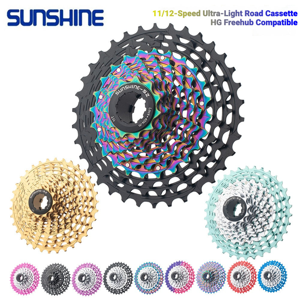 SUNSHINE Road Bike 11 / 12 Speed SLR Ultralight Color Cassette 11-36T HG Freehub 7075 Alloy