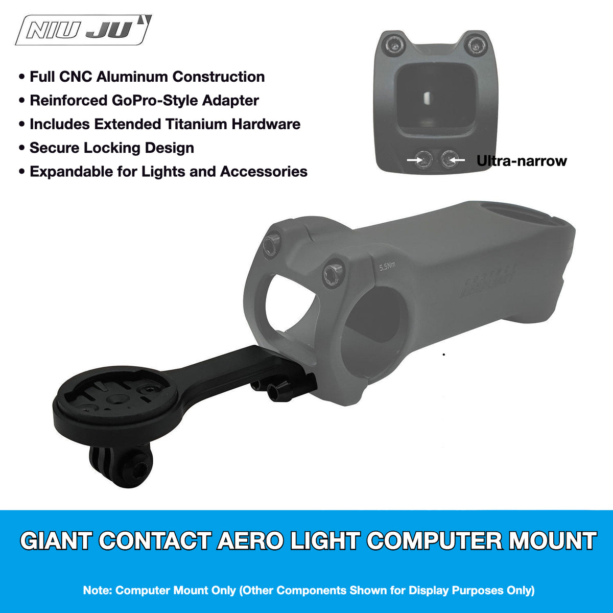 NIUJU GIANT CONTACT AEROLIGHT Computer Mount | TCR Gen 10 DEFY ADV Garmin Wahoo Mount