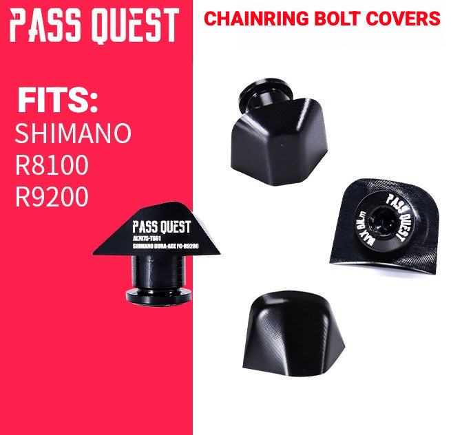 PASS QUEST 110BCD Chainring Bolt Cover Set for Shimano R9200 / R8100 / R7100 | CNC 7075