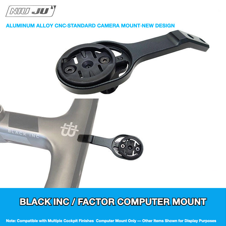 Support de compteur BLACK INC / FACTOR avec adaptateur GoPro – Compatible Garmin, Wahoo et Bryton