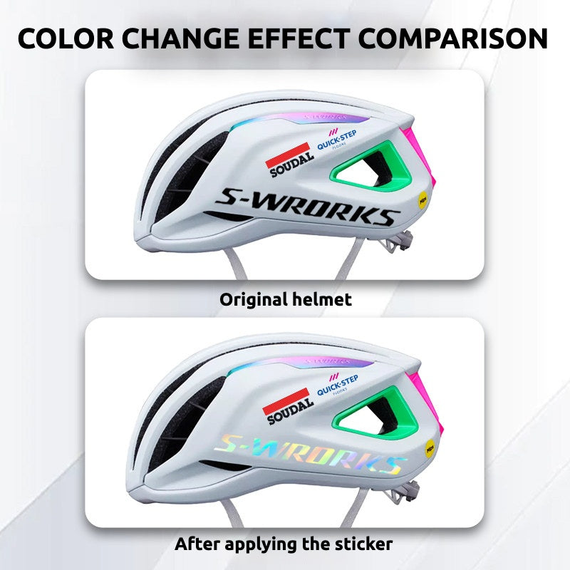 Kit de Adesivos Decal para Capacete S-Works Prevail 3 - Mudança de Cor do Logo da Equipe Specialized Quick-Step