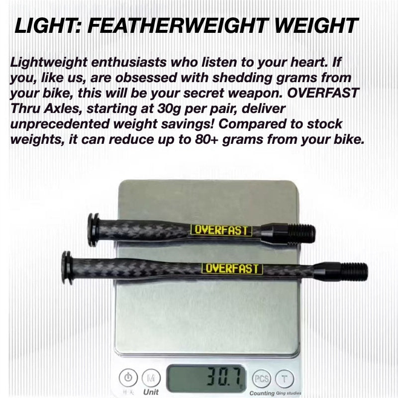 OVERFAST 29g Ultra-Light Carbon Fiber Thru Axle Set for Scott Foil RC 2023