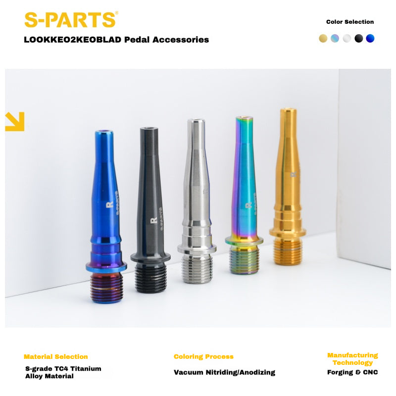 Kit de Atualização de Pedal S-PARTS Titanium para LOOK KEO2 MAX (60,5g) e KEO BLADE (52,9g) – Eixos, Parafusos de Tensão e Pinos
