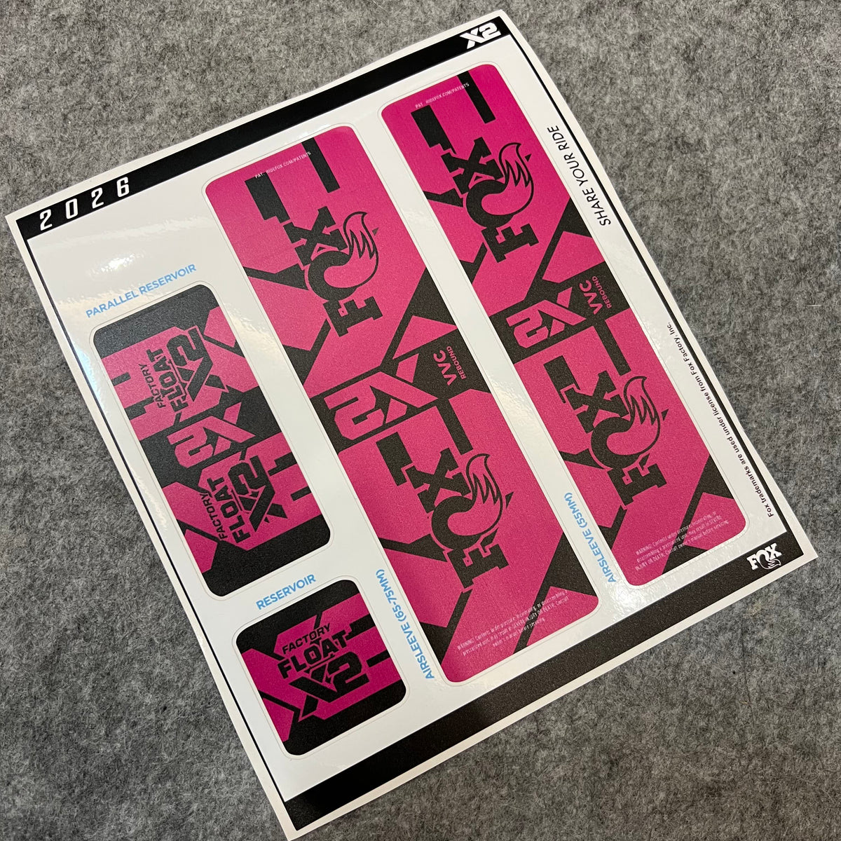 Custom Decal Kit for 2026 FOX FLOAT X2 Air Shock | Waterproof MTB Rear Shock Stickers | DH / AM