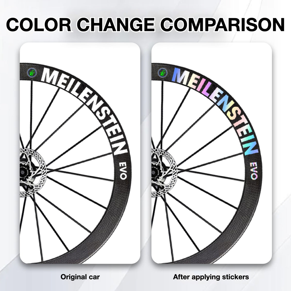 Lightweight MEILENSTEIN EVO Wheel Decal Sticker Kit – Logo Cover & Color Change