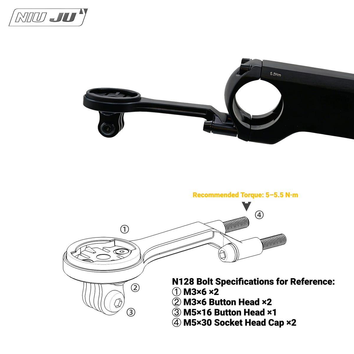 TORQUE Aluminum Computer Mount for RIRO ST01 Aero Stem | Garmin Wahoo Bike Mount