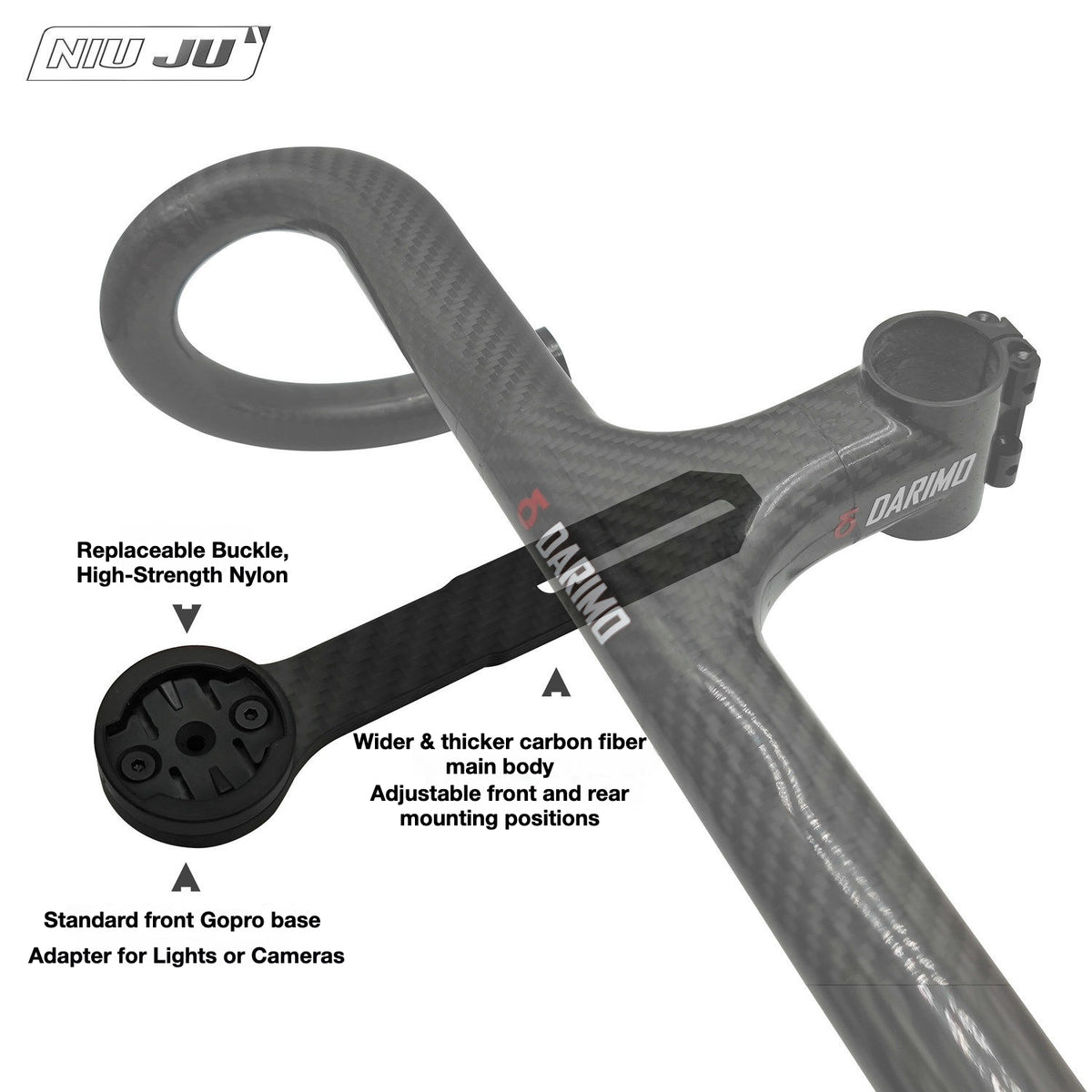 NIUJU Darimo Nexum Computer Mount | Carbon Garmin Wahoo Bryton Mount