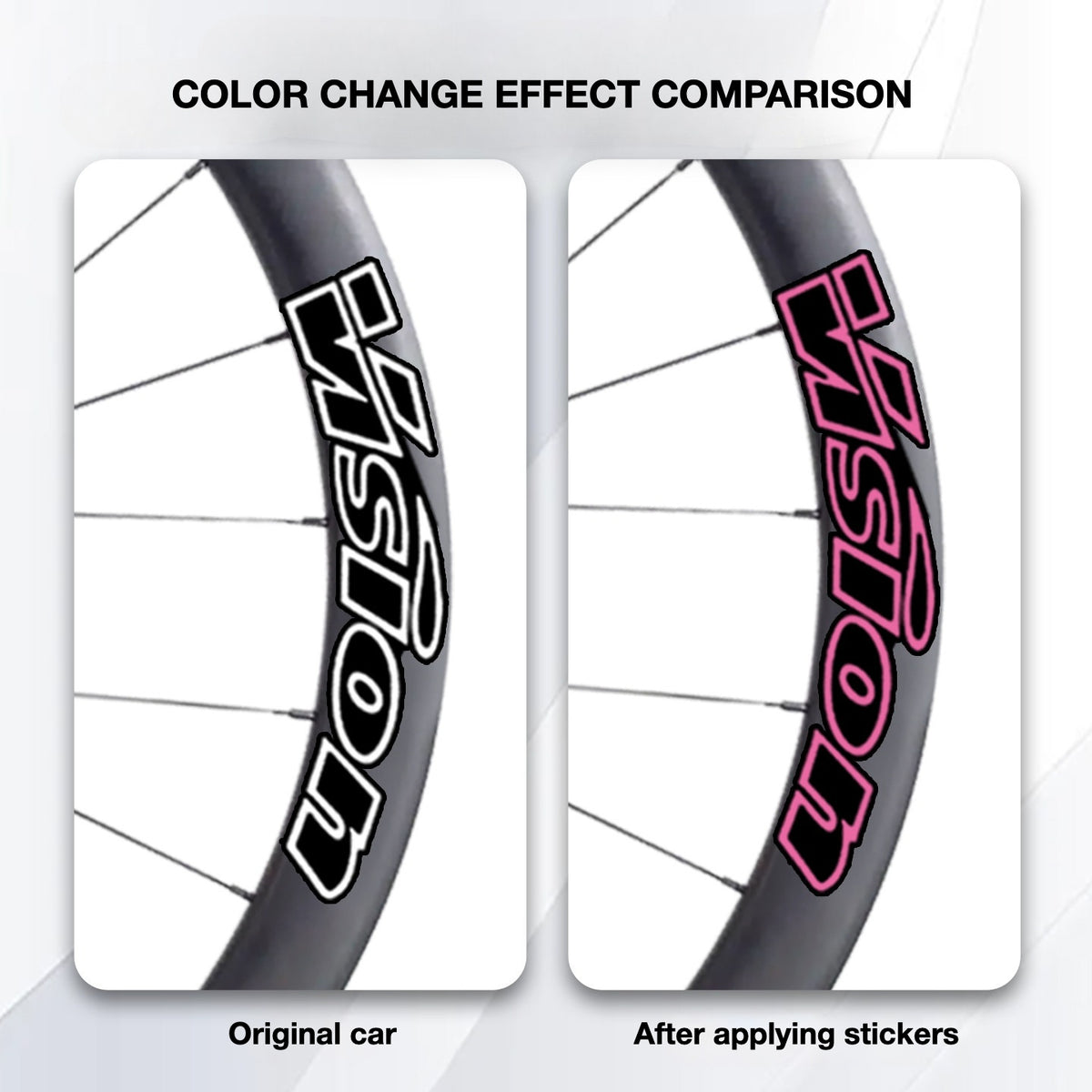 Custom Decal Kit for VISION SC45 Wheels | Road Bike Carbon Rim Wrap Stickers(Complete Wheelset Decal Kit + Spare Decals Included)