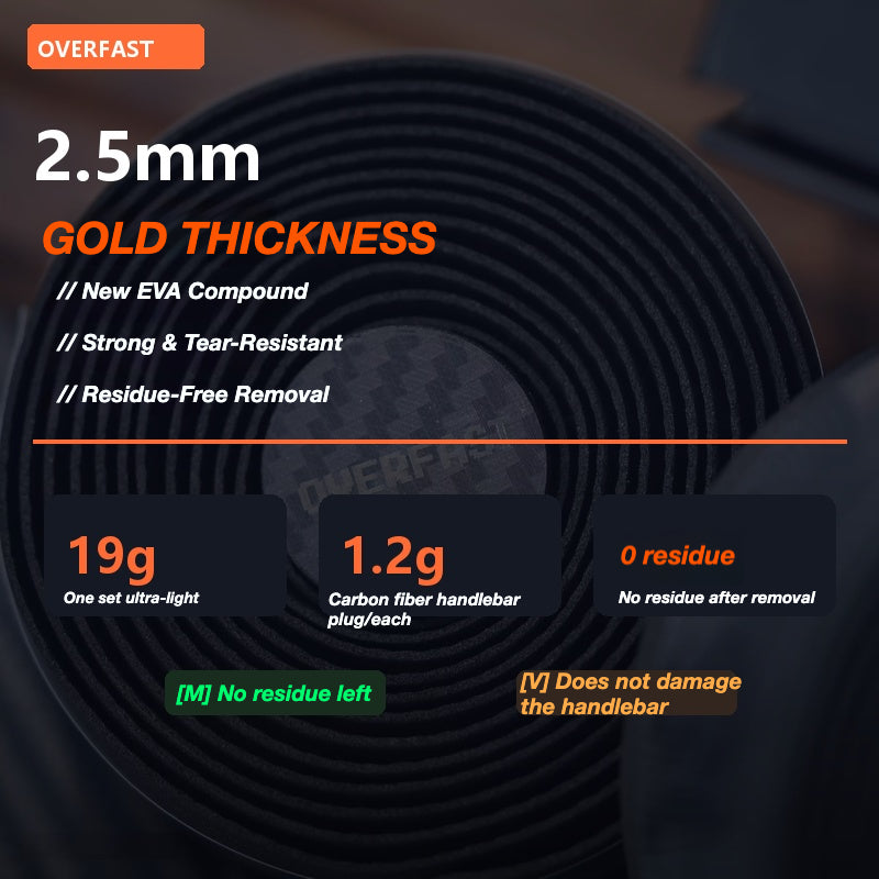 OVERFAST 19g Ultra-Light Bar Tape | Shock-Absorbing Anti-Slip Road Bike Grip Tape