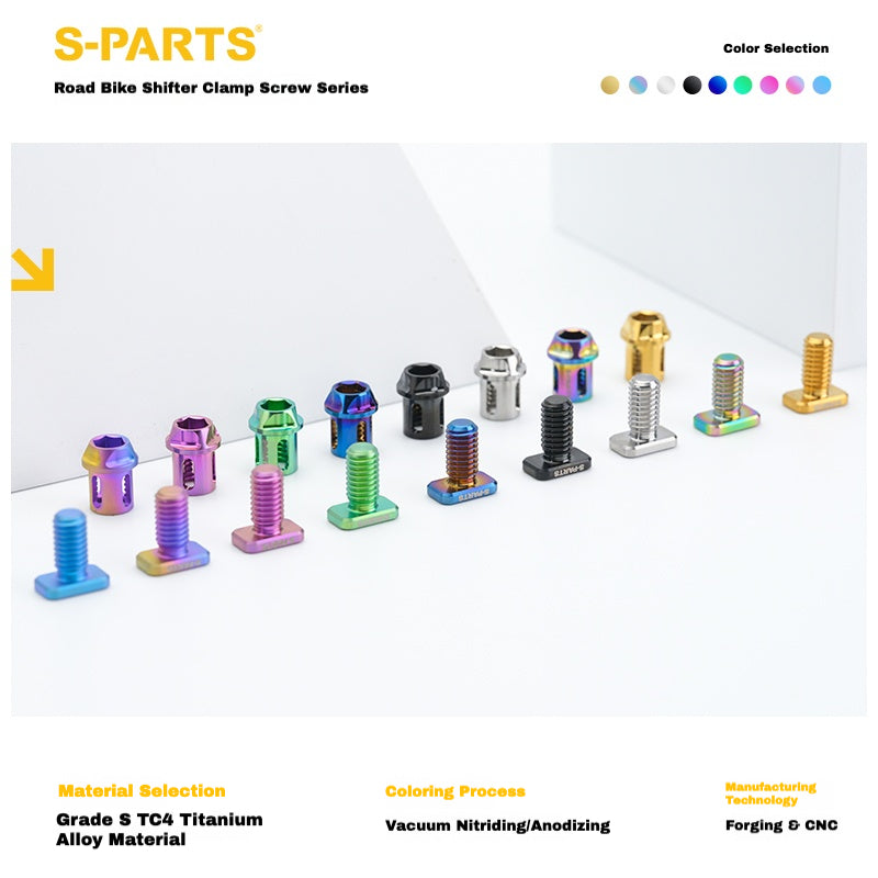 S-PARTS Titanium Clamp Bolt & Nut Set for Road Shifters β Shimano / SRAM Compatible