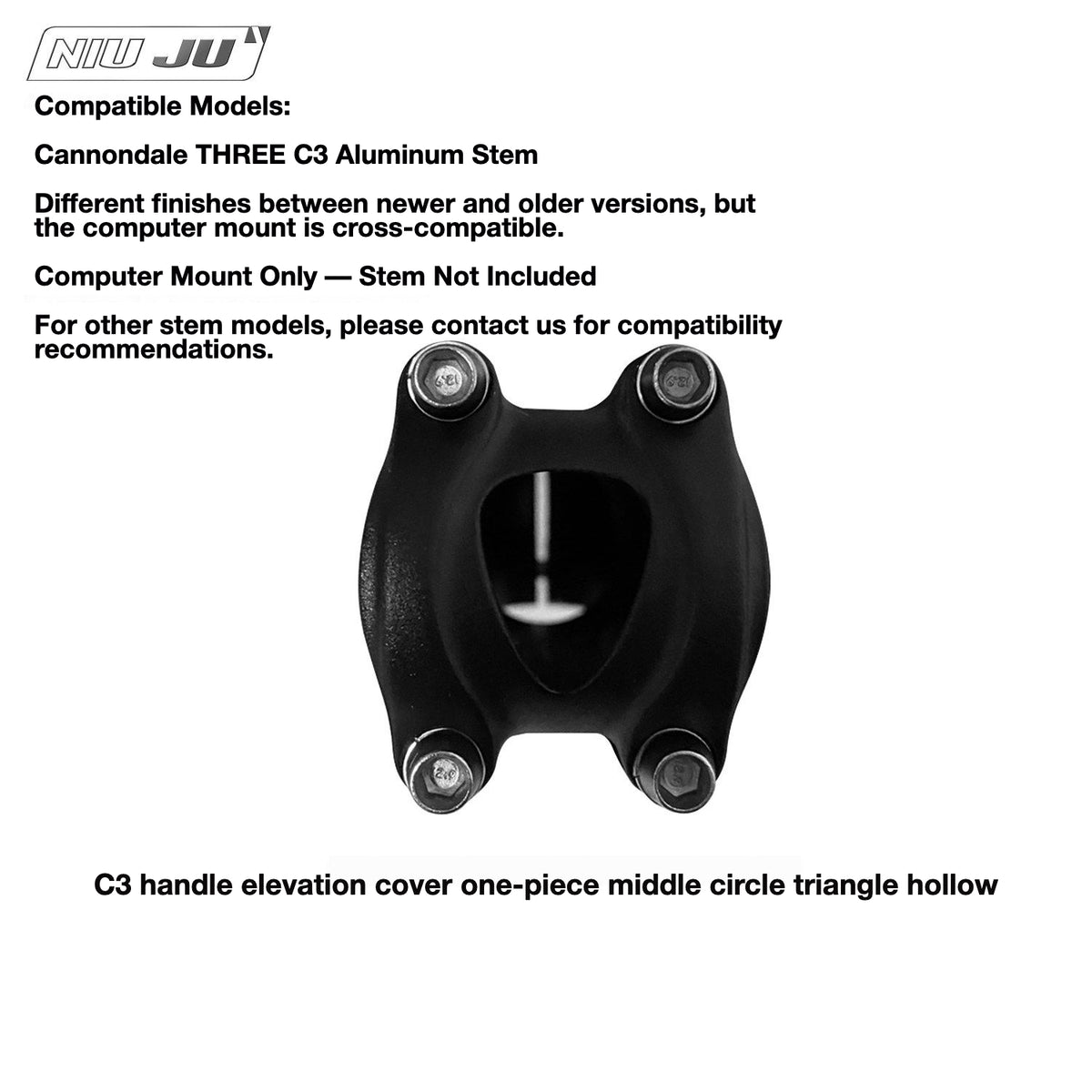 Support de compteur NIUJU pour potence Cannondale C3 THREE | Support ultra-léger pour Garmin, Wahoo et GoPro