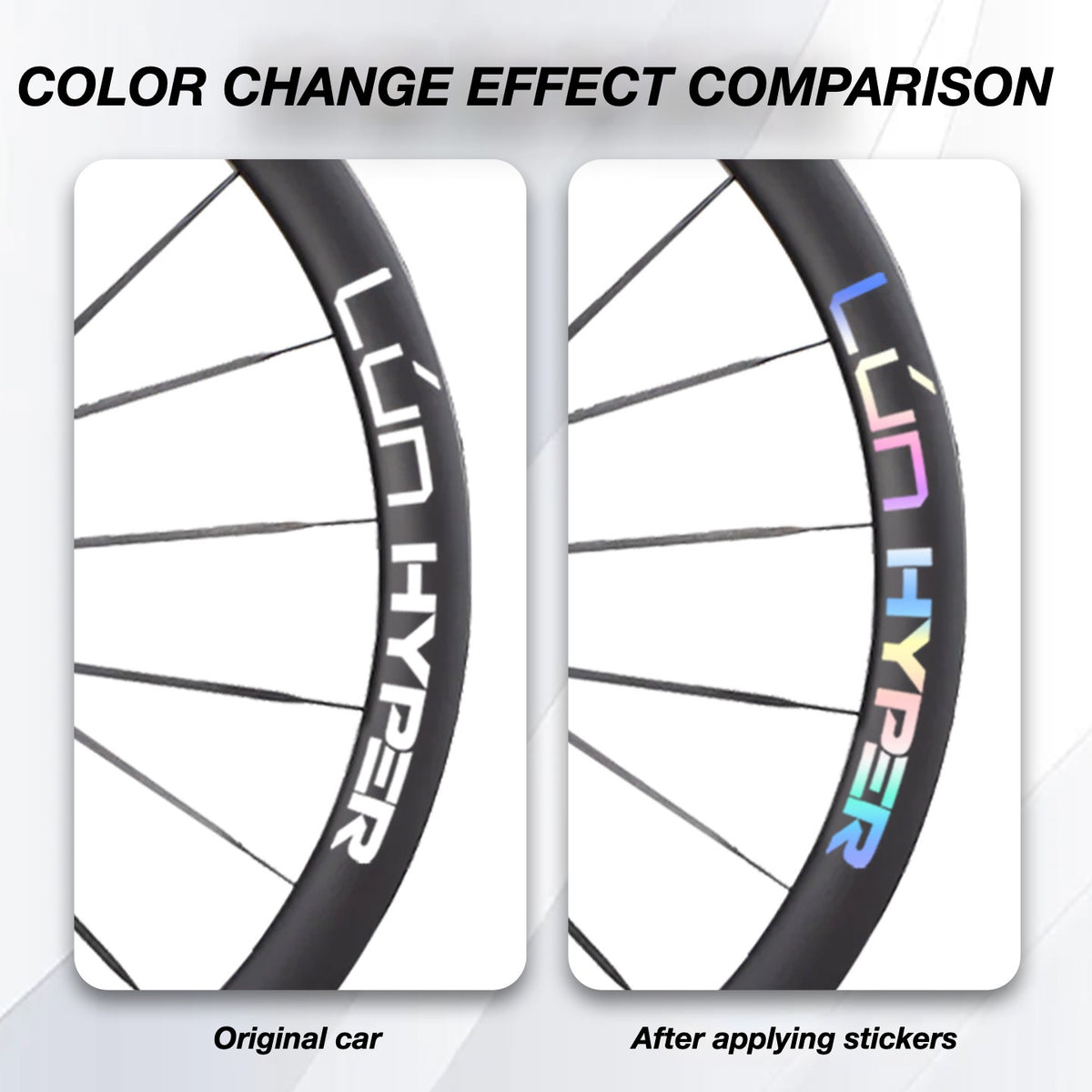 Autocollants Logo Infinity pour Roues Lún HYPER 5 D40 Gen 5 | Autocollants de Jante Imperméables (Jeu Complet pour Deux Roues + Autocollants de Rechange Inclus)