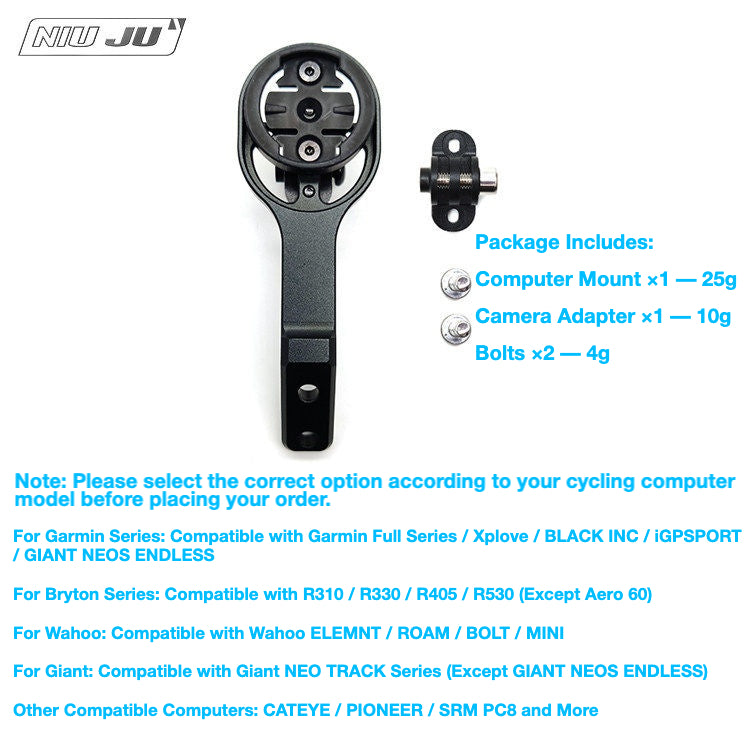 Support de compteur BLACK INC / FACTOR avec adaptateur GoPro – Compatible Garmin, Wahoo et Bryton