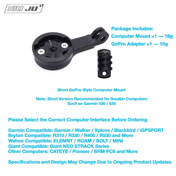 NIUJU BMC SLR01 / TMR01 Computer Mount | Garmin Wahoo GoPro Replacement Mount