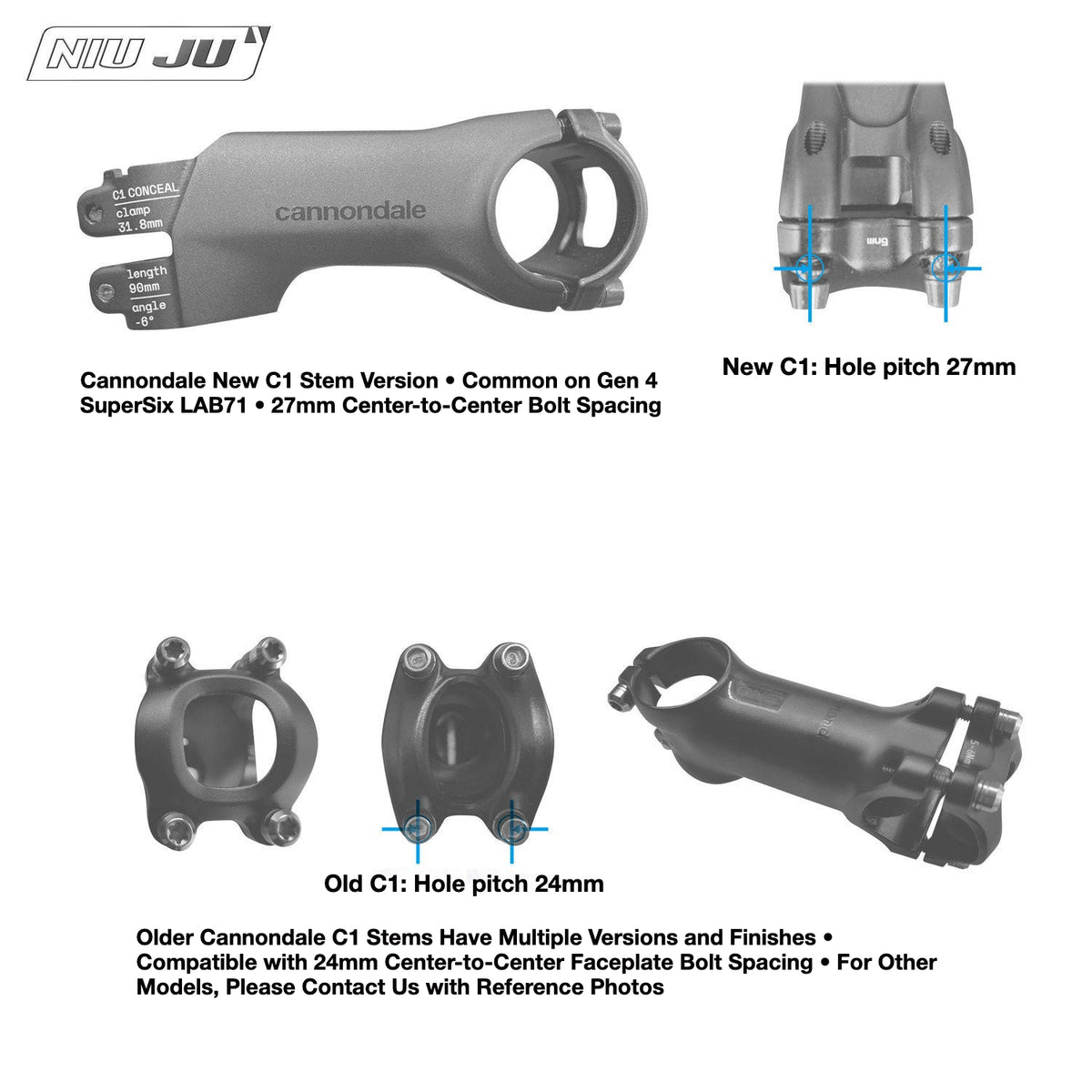 NIUJU Cannondale ONE C1 Stem Computer Mount | LAB71 SuperSix Garmin Wahoo Extension Mount