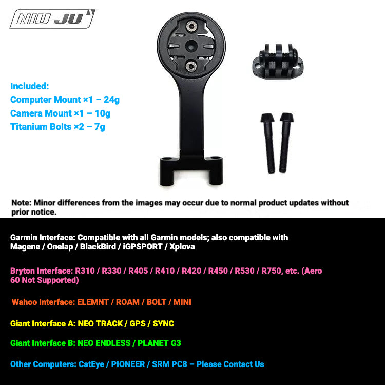 NIUJU CNC Aluminum Computer Mount for FSA Gossamer Stem | Garmin Wahoo