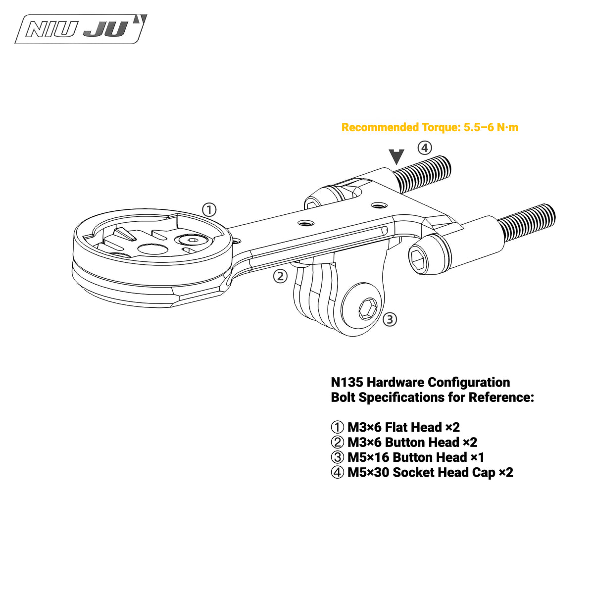 NIUJU Computer Mount for FSA SL-K DROP / KFX DROP -20° Stem | Garmin Wahoo