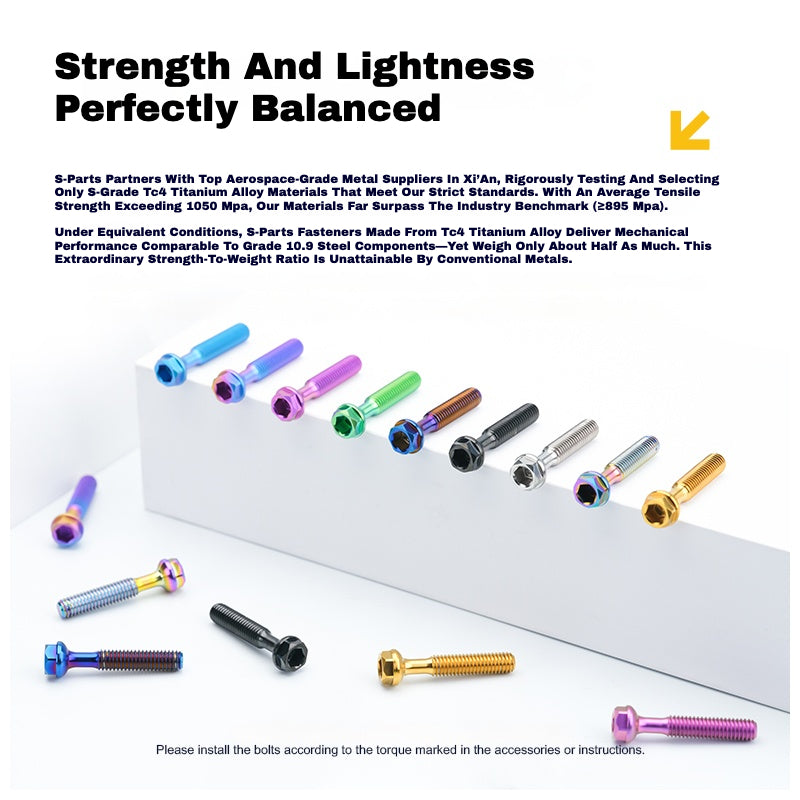 S-PARTS M6 Titanium Seatpost Step-Down Bolt & Nut Kit β Multiple Lengths & Colors