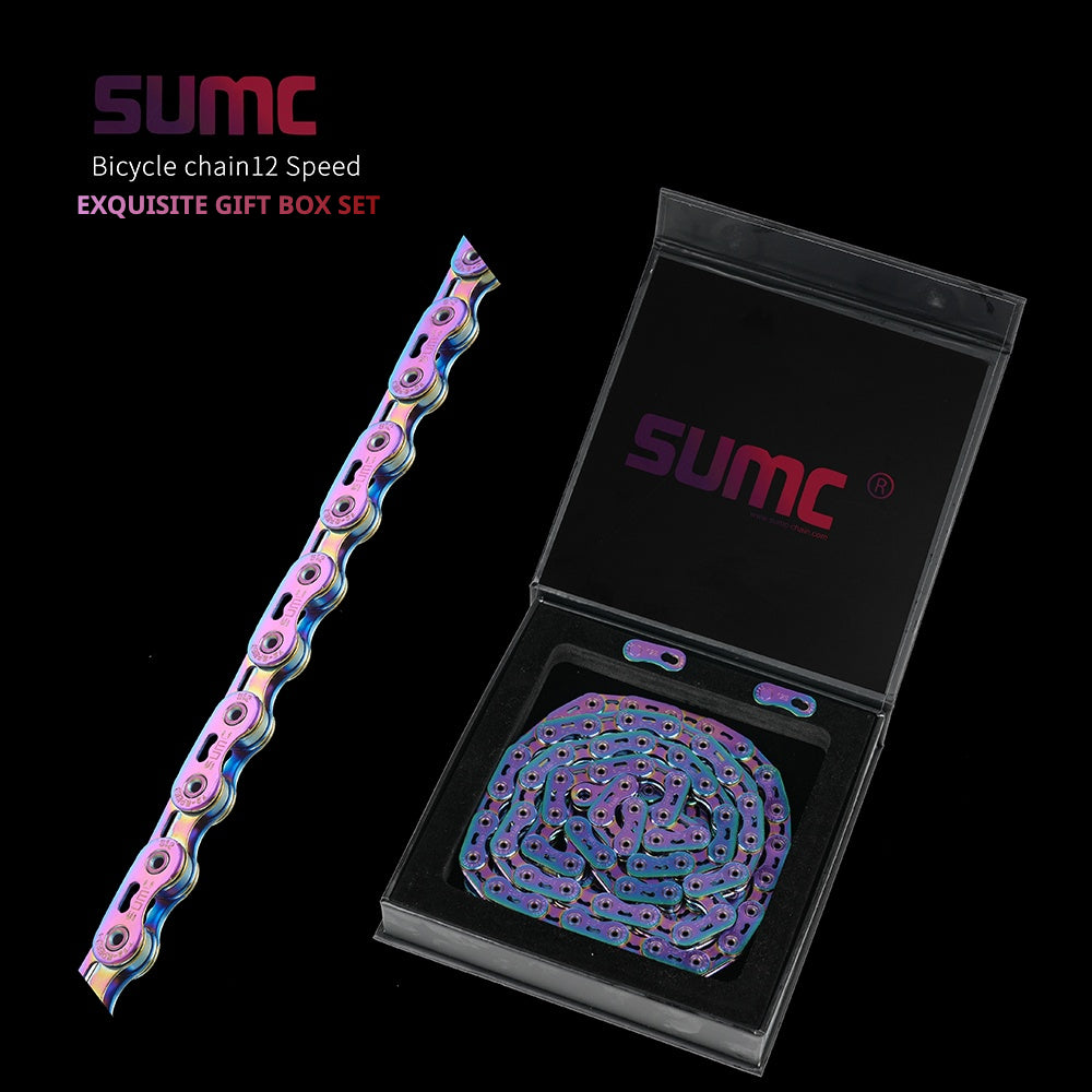 Corrente SUMC S12SLPRO Hollow Crescent 12 Velocidades – Design Bicolor, Compatível com Shimano 12s