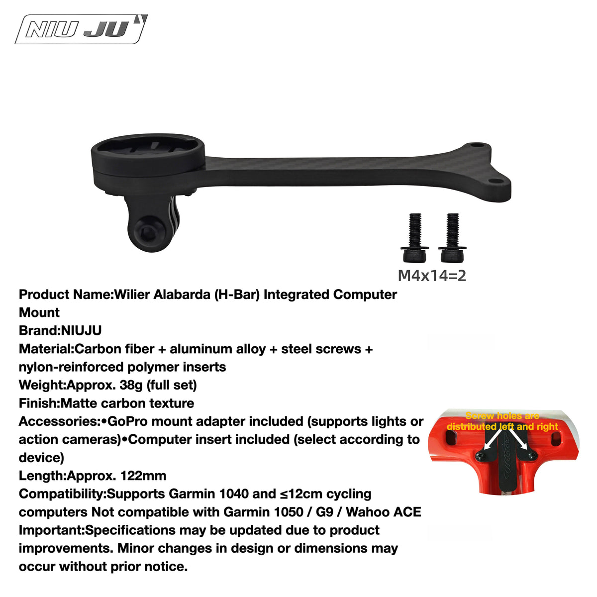 Wilier Cento10PRO AIR & Alabarda Integrated Cockpit Computer Mount | Wahoo Compatible Aero Mount