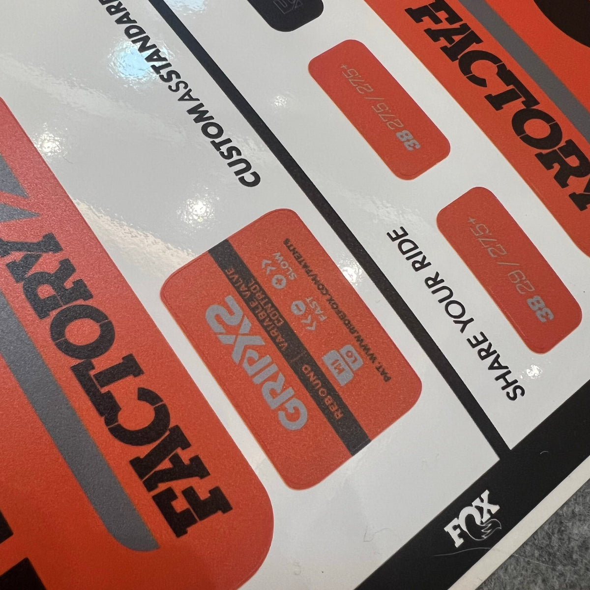 Custom Decal Kit for 2025 FOX 38 FACTORY Fork | Waterproof MTB Suspension Stickers | GRIP X2
