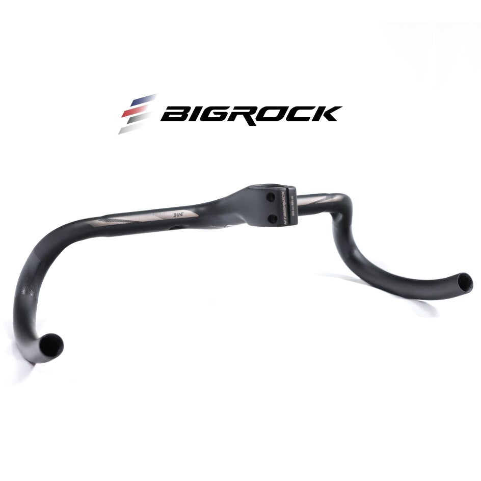 BIGROCK Carbon Fiber Integrated Gravel Handlebar with Stem – Lightweight Flared Drop Bar for Gravel Bikes