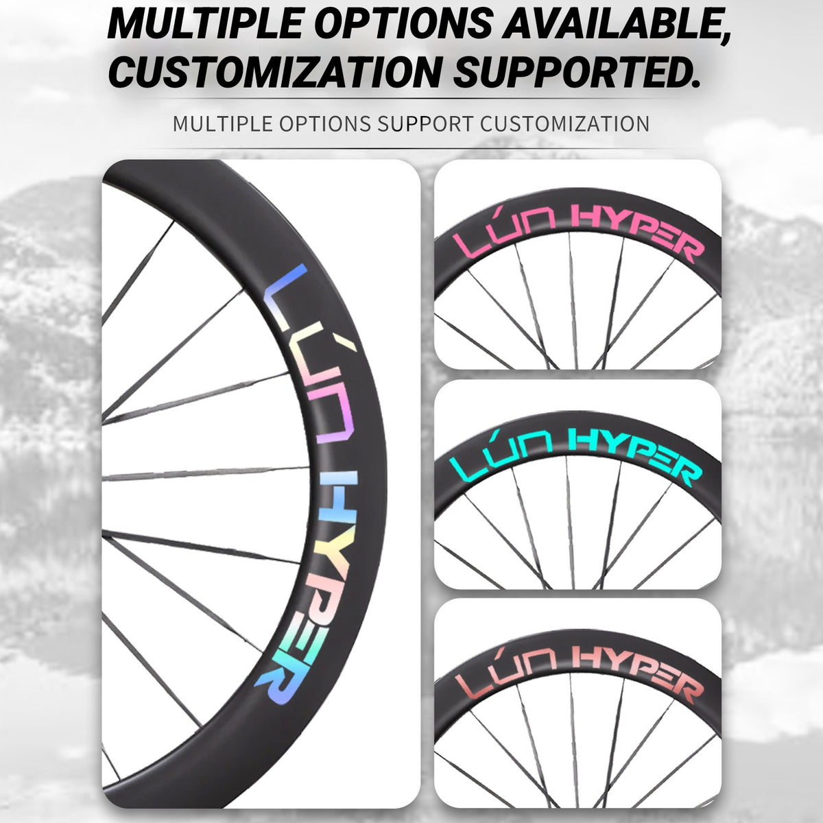 Autocollants Logo Infinity pour Roues Lún HYPER 5 D60 Gen 5 | Autocollants de Jante Imperméables (Jeu Complet pour Deux Roues + Autocollants de Rechange Inclus)