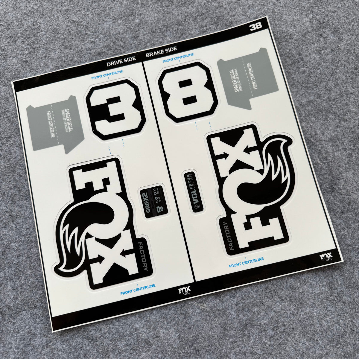 Custom Decal Kit for 2027 FOX 38 FACTORY Fork | Waterproof MTB Fork Stickers | GRIP X2