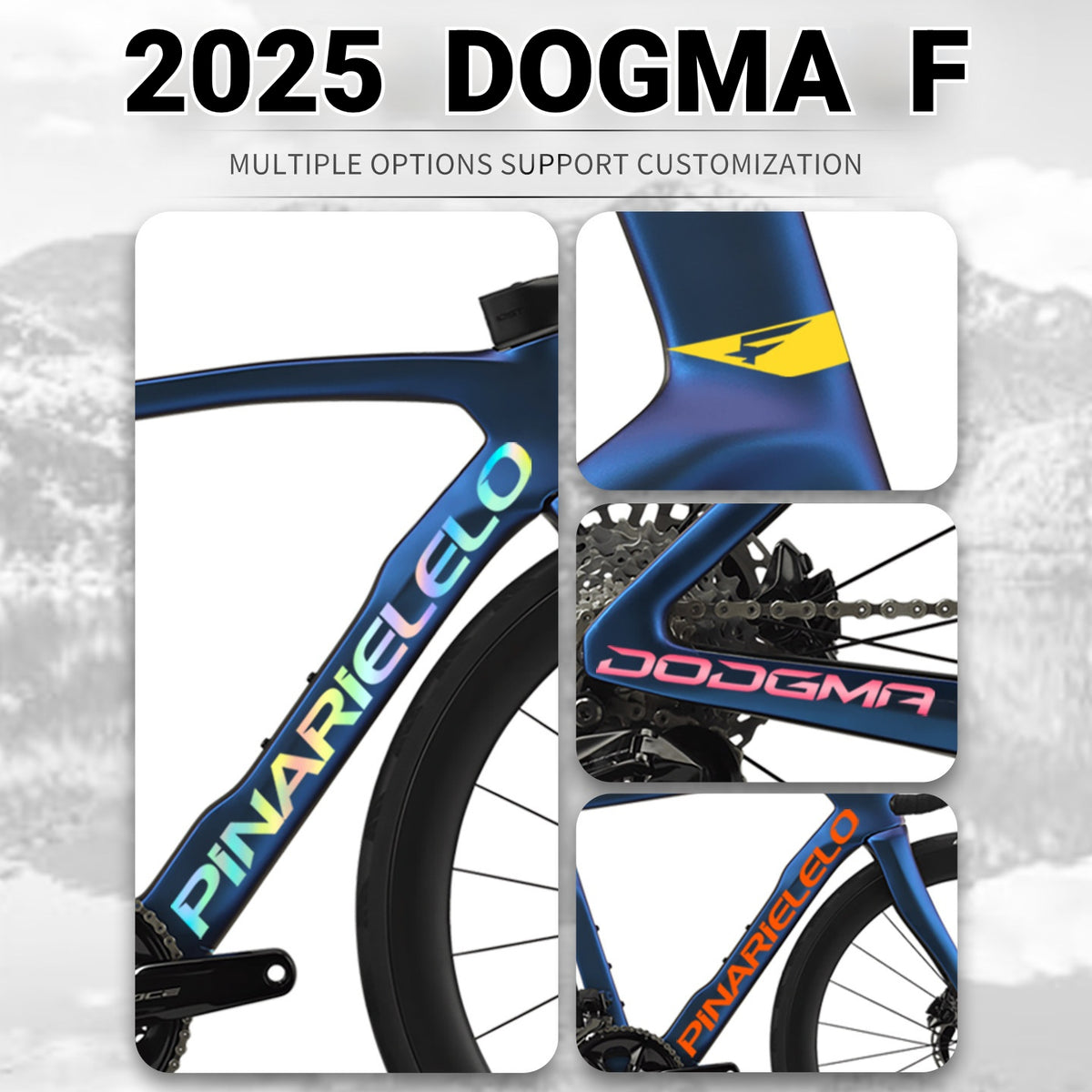 PINARELLO DOGMA F 2025/2026 Frame Logo Cover Decal Kit | 430–575mm | OEM Logo Overlay Stickers | Waterproof Vinyl Bike Frame Decals