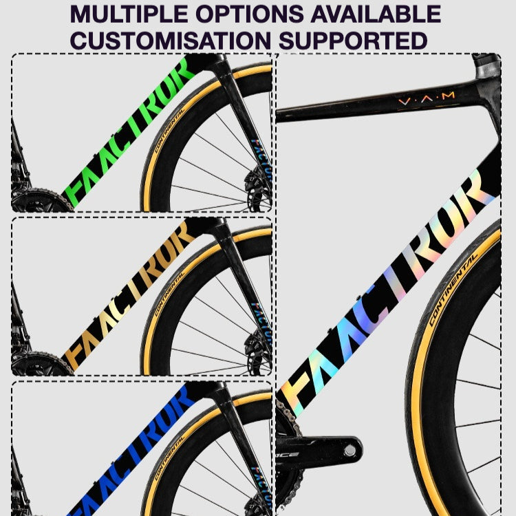 FACTOR O2 VAM Downtube Logo Sticker | Road Bike Frame Custom Color Decal Kit