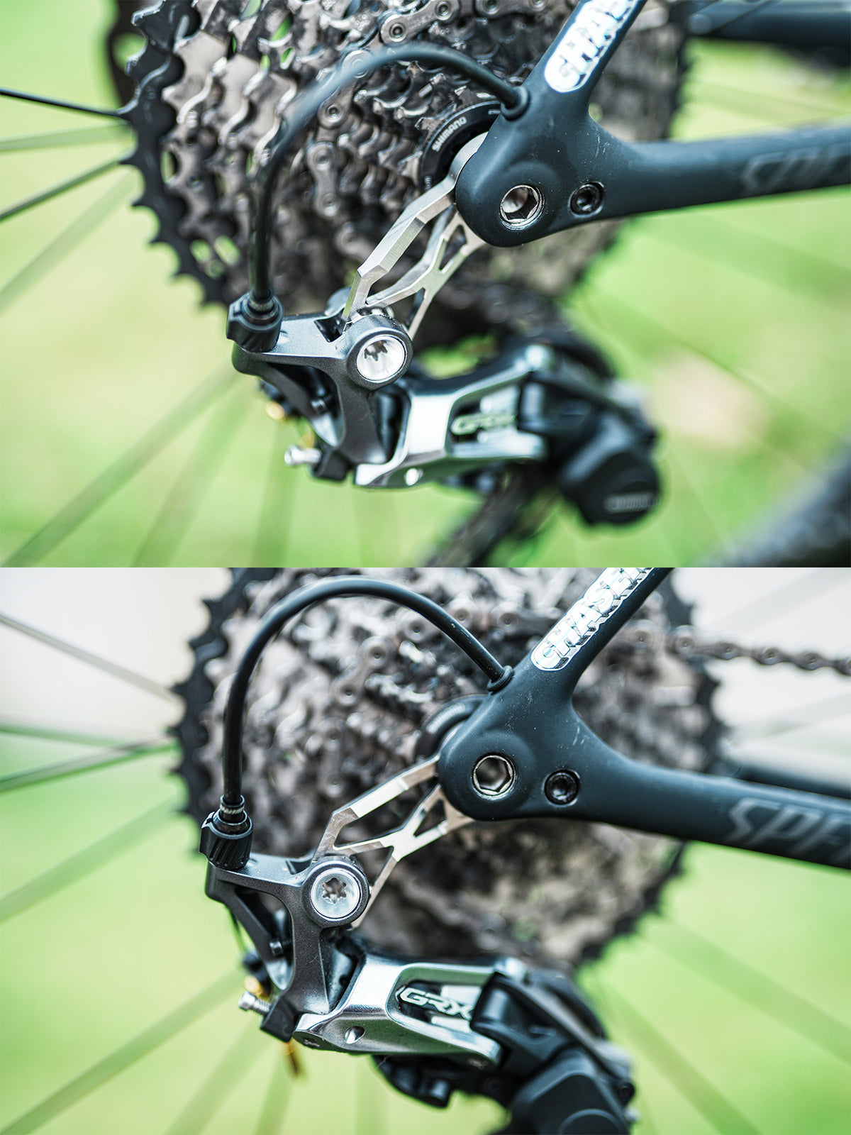 Chaser X Suporte de Câmbio Traseiro Direct-Mount | TC4 Titânio CNC | Compatível com Aethos / Tarmac / CruX / Diverge / Roubaix / Shiv TT Quadros com Freio a Disco (Apenas Shimano, Não Compatível com Allez)