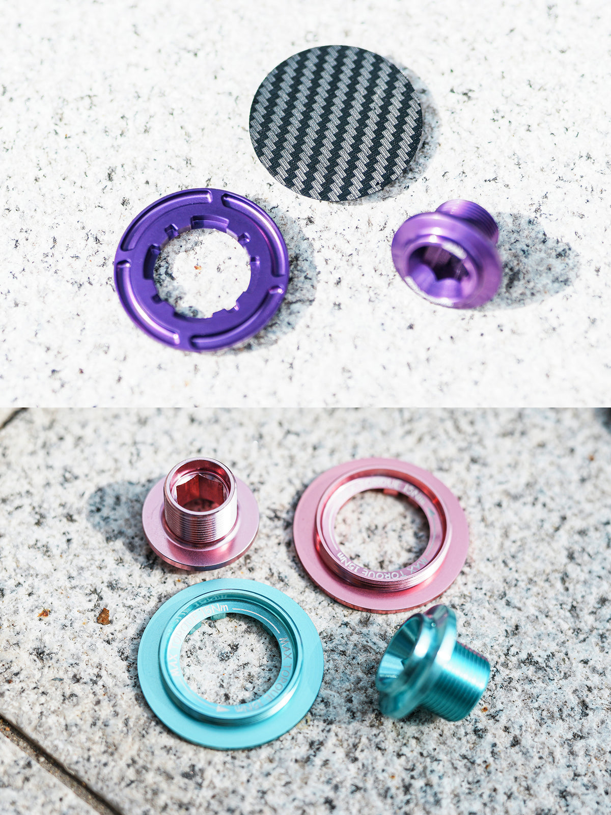 Chaser Ultra-Light Aluminum Crank Bolt Kit for Cybrei GP-3|Chainring Fixing Bolt & Anti-Loosening Cap Set (with Aerodynamic Dust Cap)