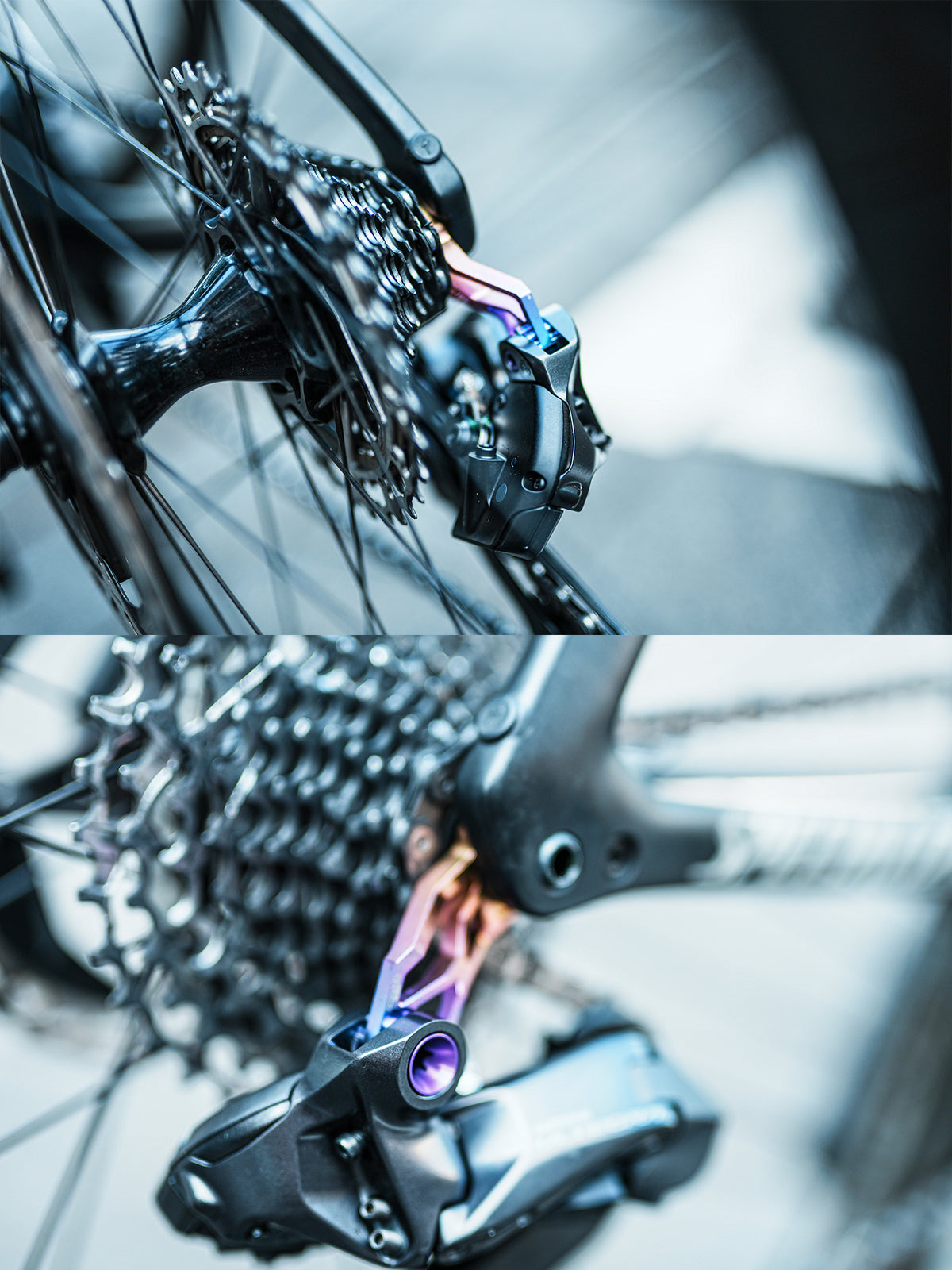Chaser X Suporte de Câmbio Traseiro Direct-Mount | TC4 Titânio CNC | Compatível com Aethos / Tarmac / CruX / Diverge / Roubaix / Shiv TT Quadros com Freio a Disco (Apenas Shimano, Não Compatível com Allez)