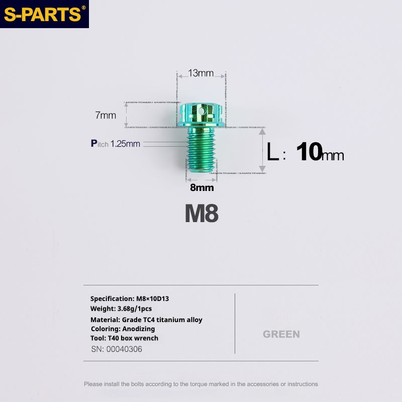Viti in titanio verde SPARTS A3 Series M8 L10-120mm per motociclette e auto