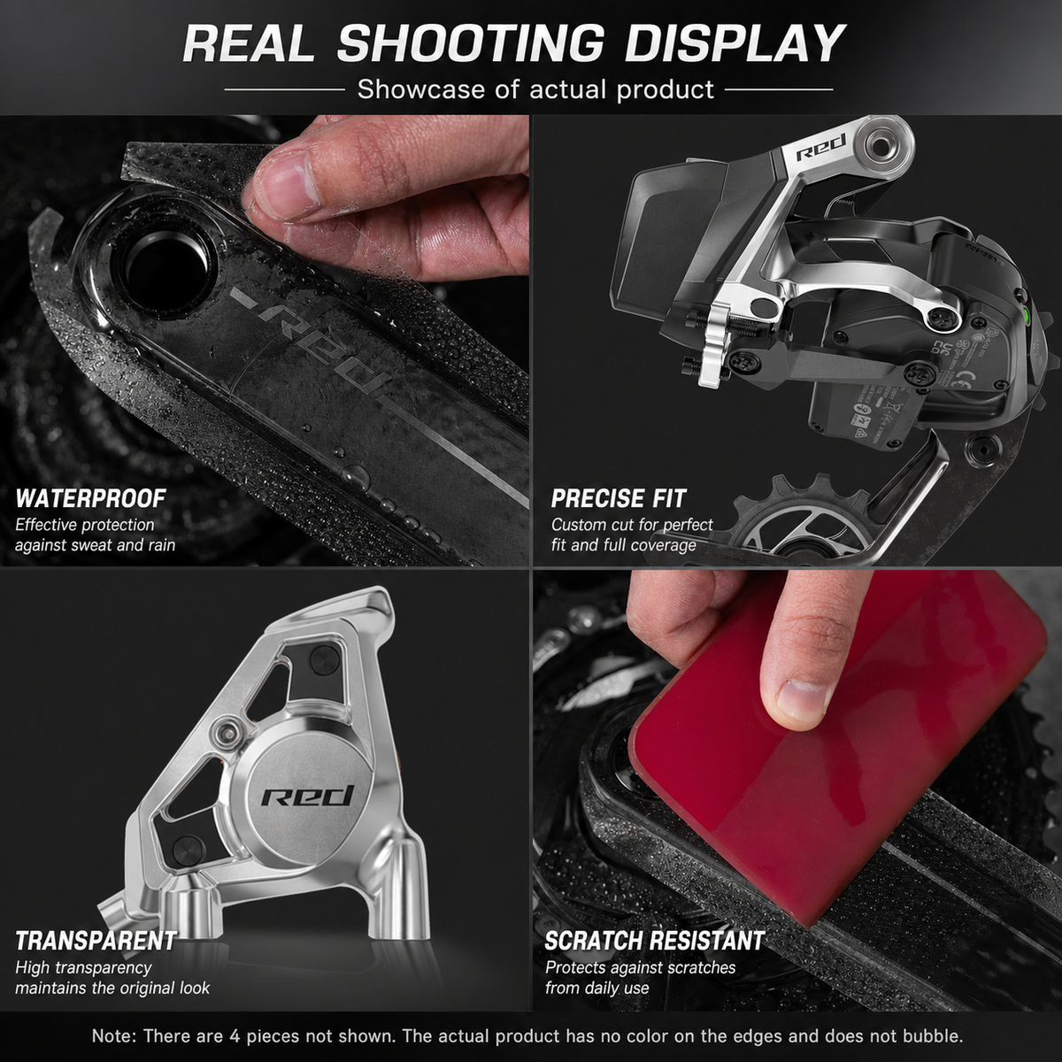 SRAM RED AXS 2024 Protection Film Kit – Road Bike Crankset Brake Caliper Rear Derailleur TPU Guard