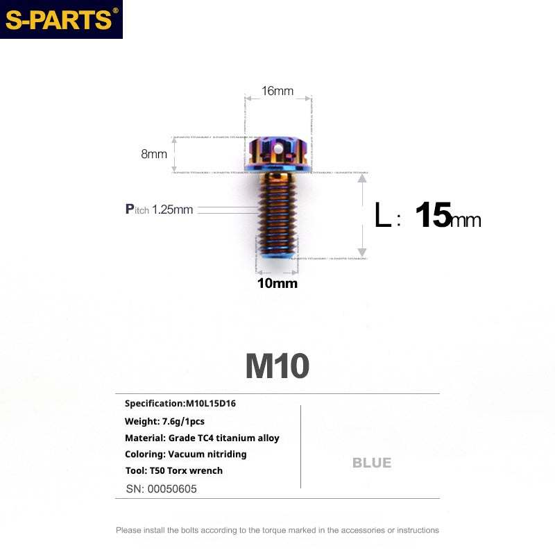 SPARTS Blue A3 Series M10 L12-120mm Viti in titanio per motociclette Auto