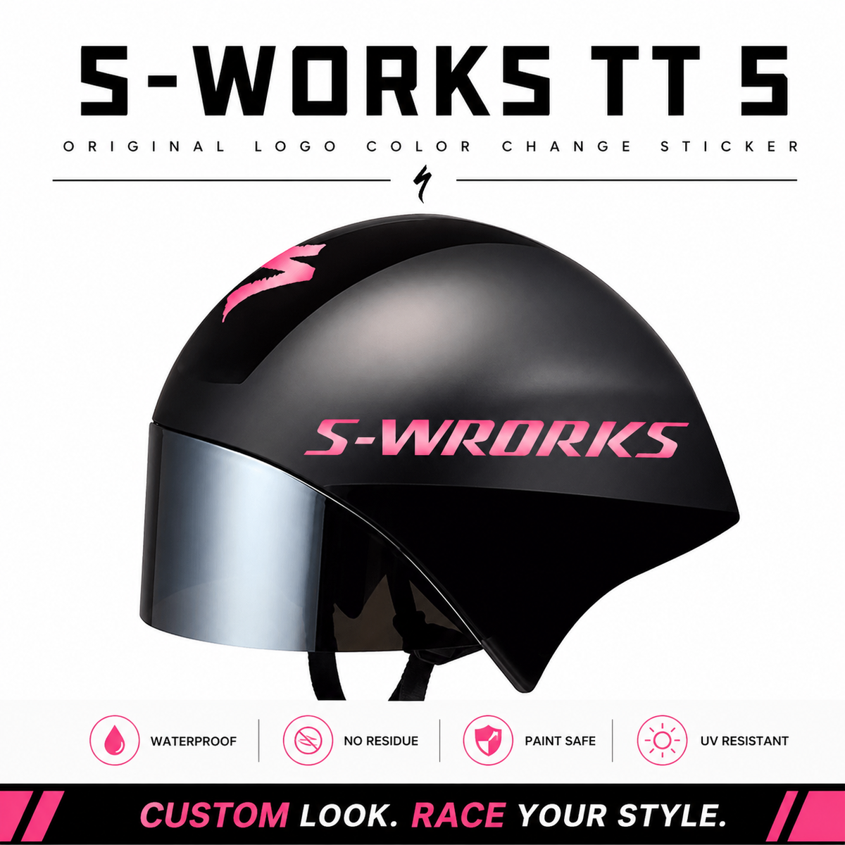 Kit de décalcomanies S-Works TT 5 pour Specialized TT / Triathlon Aero Helmet Logo Color Change