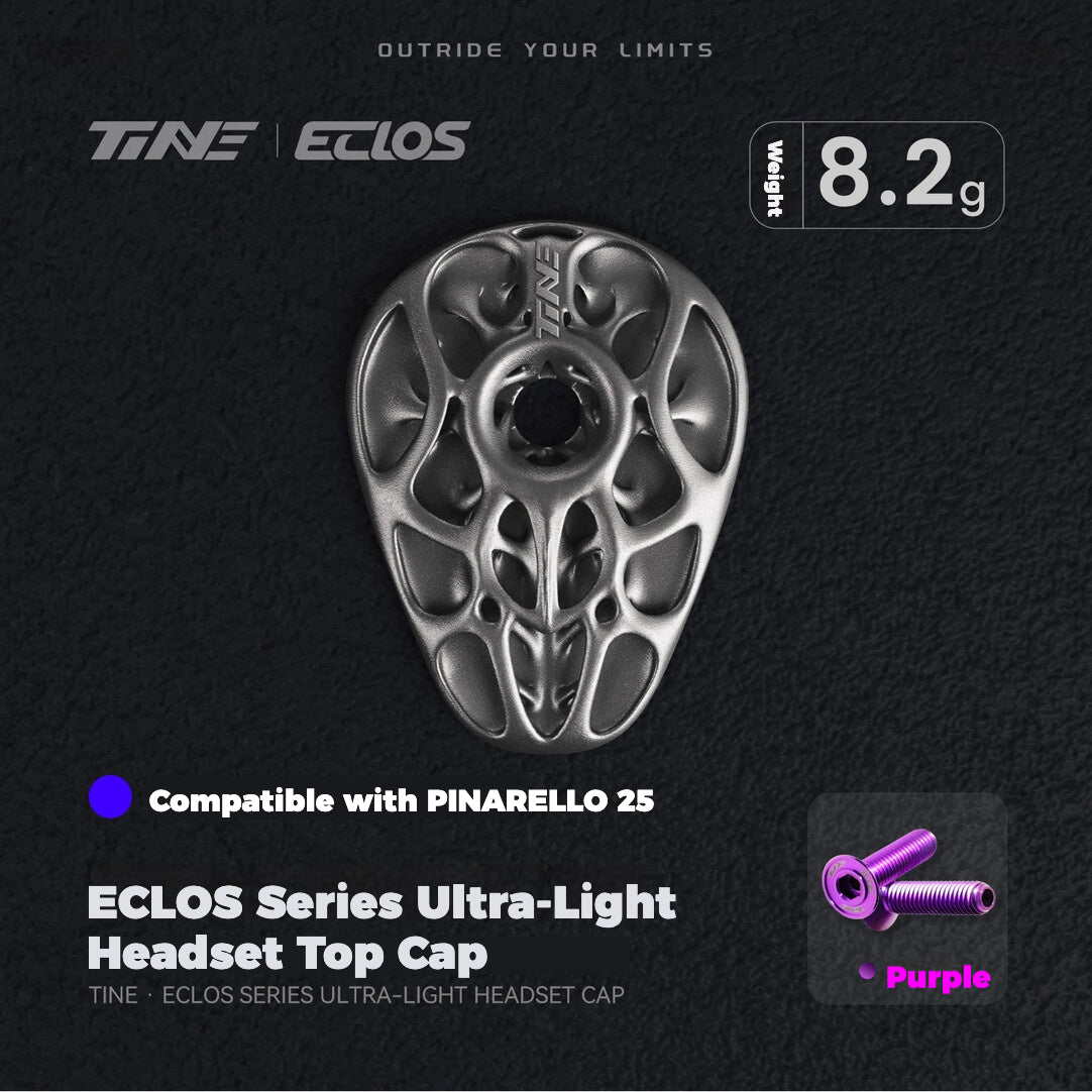 TiNE × Eclos Titanium Headset Top Cap for Pinarello 2021 / 2025 BESO Topology Ultralight