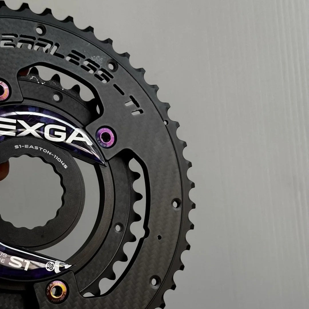 Fearless-Ti Carbon Fiber Chainrings 110BCD 4-Bolt|50-34 / 52-36 / 54-40 / 54-38|For XXE GP3 & SRAM RED|Titanium Bolts Included