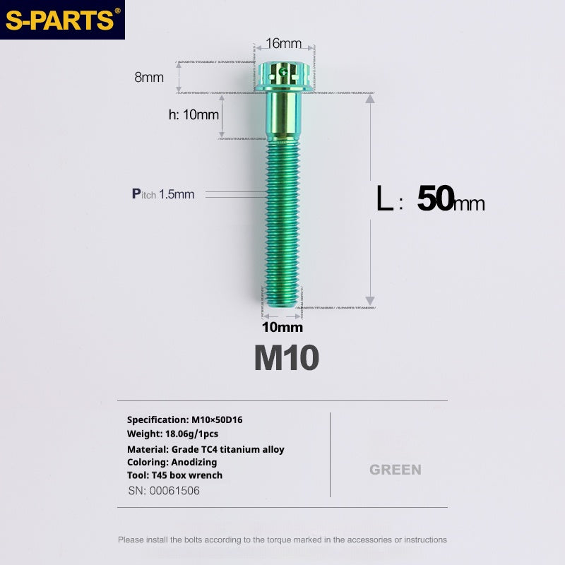SPARTS Vis Titane Série A3 Vert M10 L12-120mm Moto Auto